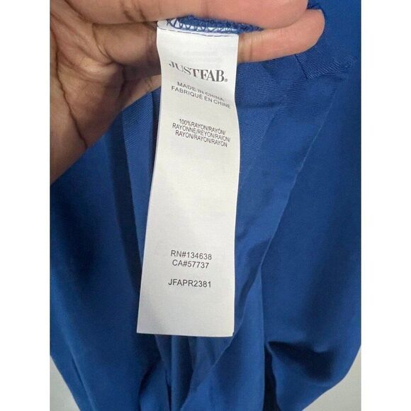 NEW JustFab Plus Size Button Front Maxi Dress Blue Coastal Boho Cottage Chic - Picture 11 of 11